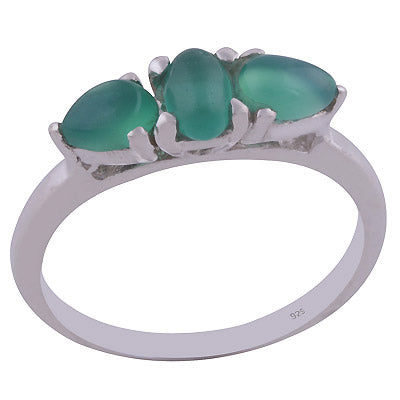Alluring Multiple Gemstones Around Green Onyx Pear Shape 925 Sterling Solid Silver Ring - R3401991-11