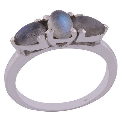 Alluring Multiple Gemstones Around Labradorite Pear Shape 925 Sterling Solid Silver Ring - R3401991-7