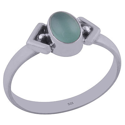 Gorgeous Rawa Work Around Aqua Chalcedony Oval Shape 925 Sterling Solid Silver Ring - R3401998-49