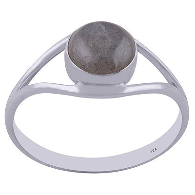 Stunning Split Shank Around Labradorite Round Shape 925 Sterling Solid Silver Ring - R3402004-21