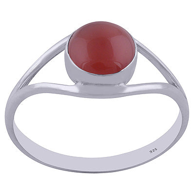 Stunning Split Shank Around Carnelian Round Shape 925 Sterling Solid Silver Ring - R3402004-33