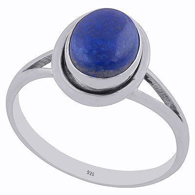 Alluring Split Shank Around Lapis Oval Shape 925 Sterling Solid Silver Ring - R3402006-32