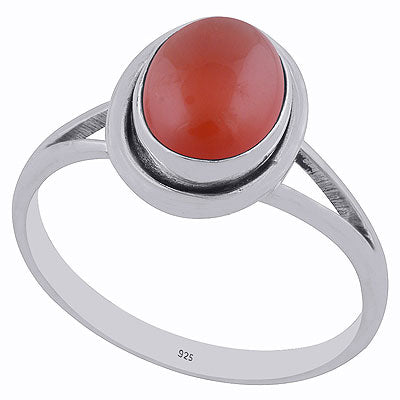 Alluring Split Shank Around Carnelian Oval Shape 925 Sterling Solid Silver Ring - R3402006-36