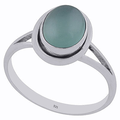 Alluring Split Shank Around Aqua Chalcedony Oval Shape 925 Sterling Solid Silver Ring - R3402006-54