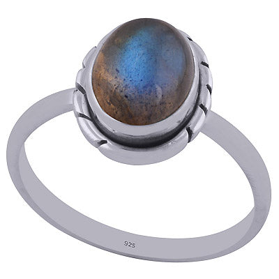 Beautiful Wire Work Around Labradorite Oval Shape 925 Sterling Solid Silver Ring - R3402007-74