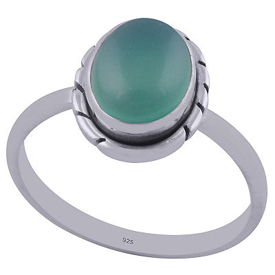 Beautiful Wire Work Around Green Onyx Oval Shape 925 Sterling Solid Silver Ring - R3402007-77