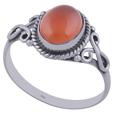 Alluring Twisted Wire Work Around Carnelian Oval Shape 925 Sterling Solid Silver Ring - R3402019-28