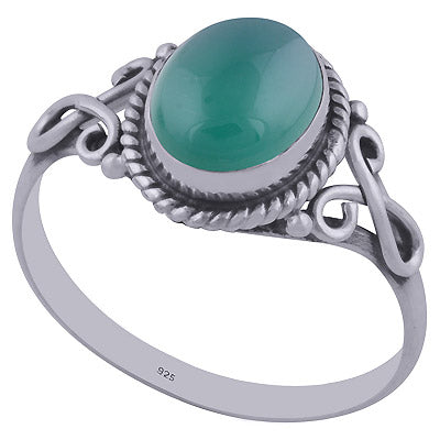 Alluring Twisted Wire Work Around Green Onyx Oval Shape 925 Sterling Solid Silver Ring - R3402019-31