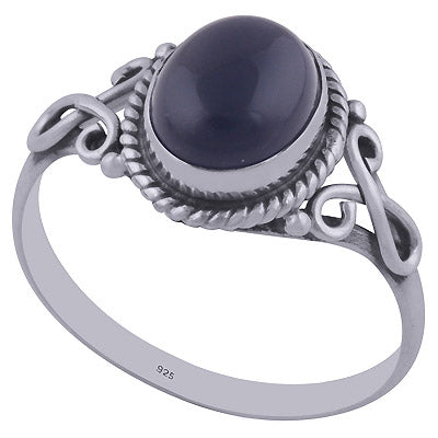 Alluring Twisted Wire Work Around Black Onyx Oval Shape 925 Sterling Solid Silver Ring - R3402019-41
