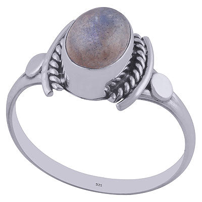 Oxidised Textured Wire Around Labradorite Oval Shape 925 Sterling Solid Silver Ring - R3402020-23
