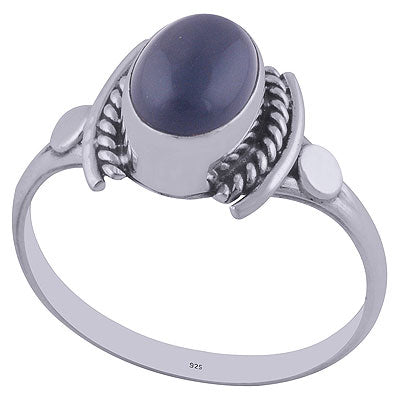 Oxidised Textured Wire Around Black Onyx Oval Shape 925 Sterling Solid Silver Ring - R3402020-50