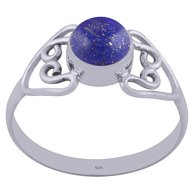 Gorgeous Wire Work Around Lapis Round Shape 925 Sterling Solid Silver Ring - R3402021-28