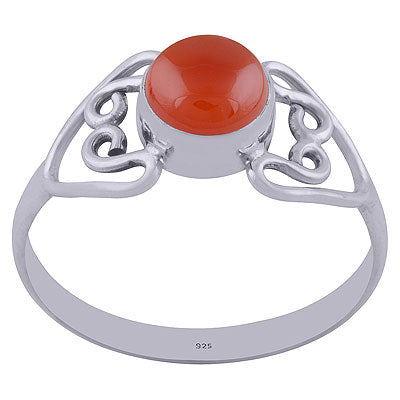 Gorgeous Wire Work Around Carnelian Round Shape 925 Sterling Solid Silver Ring - R3402021-35