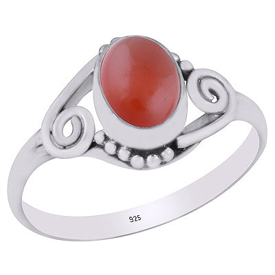 Beautiful Rawa & Coil Wire Work Around Carnelian Oval Shape 925 Sterling Solid Silver Ring - R3402024-66