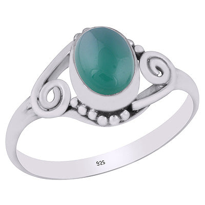 Beautiful Rawa & Coil Wire Work Around Green Onyx Oval Shape 925 Sterling Solid Silver Ring - R3402024-67