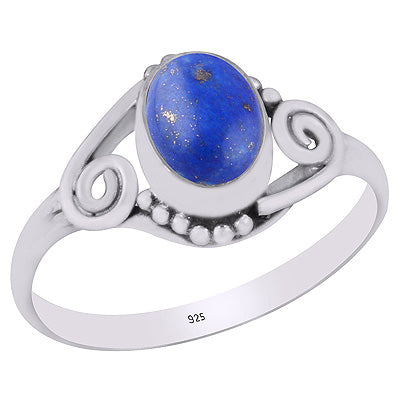 Beautiful Rawa & Coil Wire Work Around Lapis Oval Shape 925 Sterling Solid Silver Ring - R3402024-68