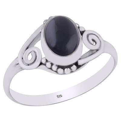 Beautiful Rawa & Coil Wire Work Around Black Onyx Oval Shape 925 Sterling Solid Silver Ring - R3402024-73