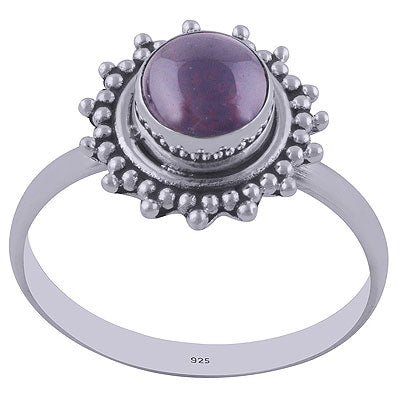 Alluring Rawa & Wire Work Around Garnet Round Shape 925 Sterling Solid Silver Ring - R3402025-53
