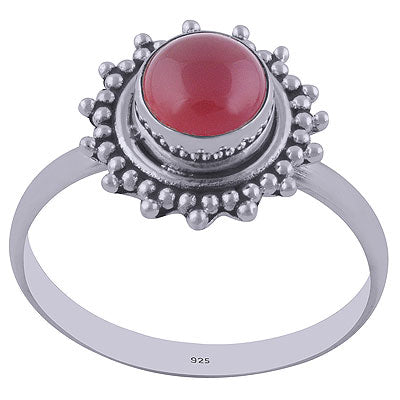 Alluring Rawa & Wire Work Around Carnelian Round Shape 925 Sterling Solid Silver Ring - R3402025-68