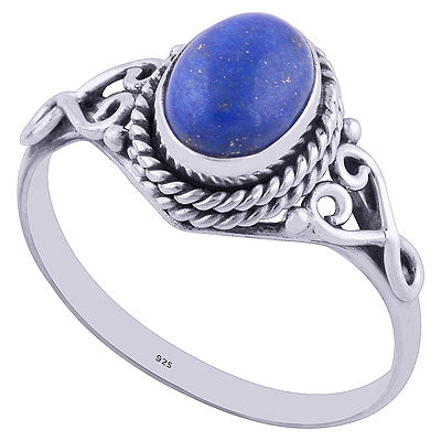 Gorgeous Twisted Wire Work Around Lapis Oval Shape 925 Sterling Solid Silver Ring - R3402030-87