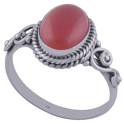 Beautiful Handwork Around Carnelian Oval Shape 925 Sterling Solid Silver Ring - R3402031-32