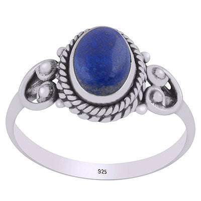 Beautifully Handcrafted Twisted Wire Work Around Lapis Oval Shape 925 Sterling Solid Silver Ring - R3402032-62