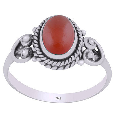 Beautifully Handcrafted Twisted Wire Work Around Carnelian Oval Shape 925 Sterling Solid Silver Ring - R3402032-63