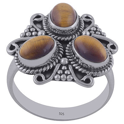 Tiger's Eye 925 Sterling Silver Ring - R3402035-33