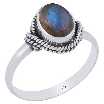 Beautiful Handwork Labradorite Oval Shape 925 Sterling Solid Silver Ring - R3402049-33
