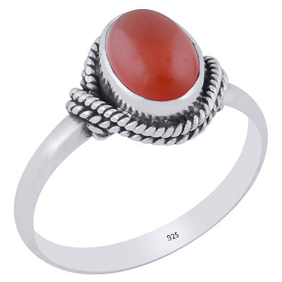 Beautiful Handwork Carnelian Oval Shape 925 Sterling Solid Silver Ring - R3402049-48