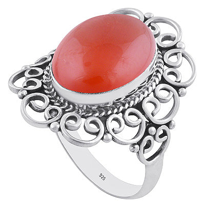 Beautiful Handwork Split Shank Carnelian Oval Shape 925 Sterling Solid Silver Ring - R3402072-23