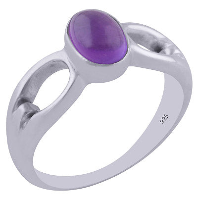 Alluring Cut Work Around Amethyst Oval Shape 925 Sterling Solid Silver Ring - R3402078-1