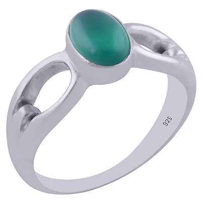 Alluring Cut Work Around Green Onyx Oval Shape 925 Sterling Solid Silver Ring - R3402078-25