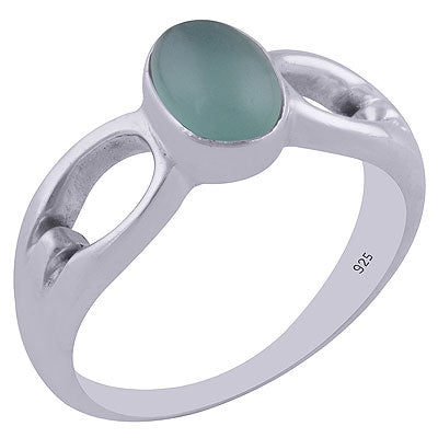 Alluring Cut Work Around Aqua Chalcedony Oval Shape 925 Sterling Solid Silver Ring - R3402078-29