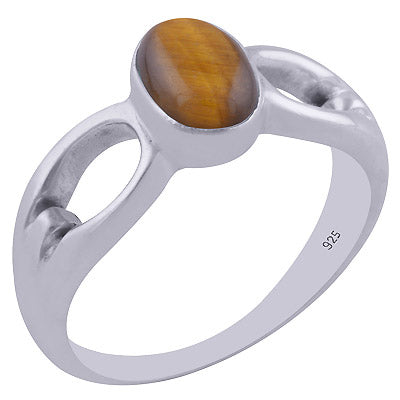 Alluring Cut Work Around Tiger's Eye Oval Shape 925 Sterling Solid Silver Ring - R3402078-31