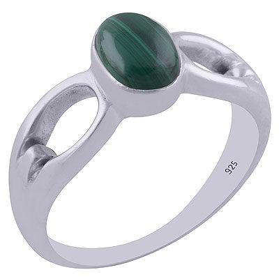 Alluring Cut Work Around Malachite Oval Shape 925 Sterling Solid Silver Ring - R3402078-32