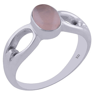Alluring Cut Work Around Rose Quartz Oval Shape 925 Sterling Solid Silver Ring - R3402078-33