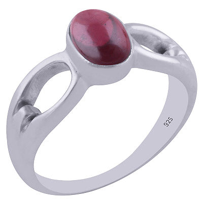 Alluring Cut Work Around Garnet Oval Shape 925 Sterling Solid Silver Ring - R3402078-4