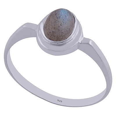 Beautiful Plain Tapered Shank Labradorite Oval Shape 925 Sterling Solid Silver Ring - R3402079-13