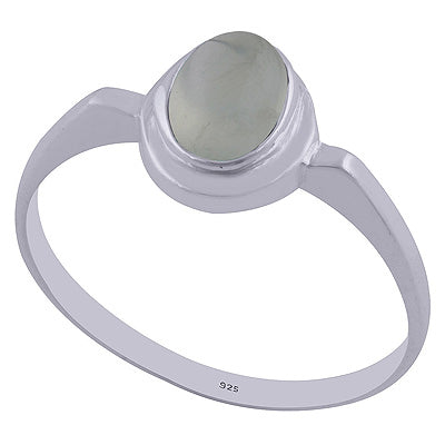 Beautiful Plain Tapered Shank Prehnite Oval Shape 925 Sterling Solid Silver Ring - R3402079-17