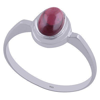 Beautiful Plain Tapered Shank Garnet Oval Shape 925 Sterling Solid Silver Ring - R3402079-3