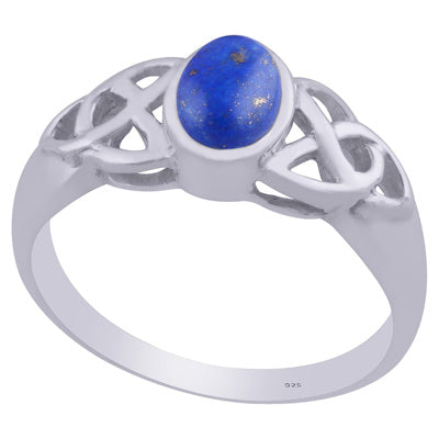 Beautiful Celtic Knot Around Lapis Oval Shape 925 Sterling Solid Silver Ring - R3402081-56
