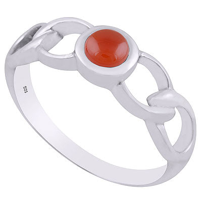 Stunning Shank Around Carnelian Round Shape 925 Sterling Solid Silver Ring - R3402085-23