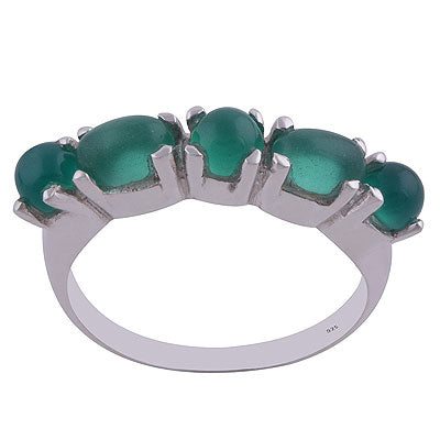 Beautiful Gemstone Around Green Onyx Oval,Round Shape 925 Sterling Solid Silver Ring - R3402096-16