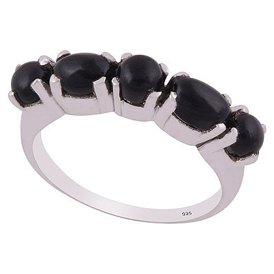 Beautiful Gemstone Around Black Onyx Oval,Round Shape 925 Sterling Solid Silver Ring - R3402096-22