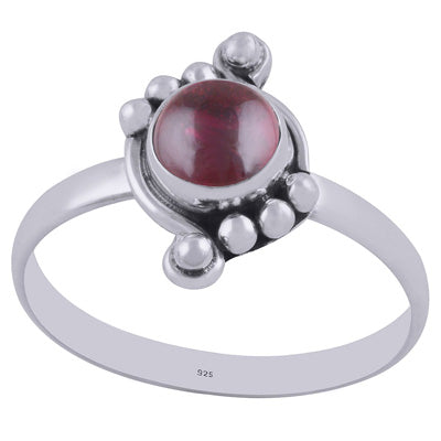 Unique Rawa Work Around Garnet Round Shape 925 Sterling Solid Silver Ring - R3402105-5