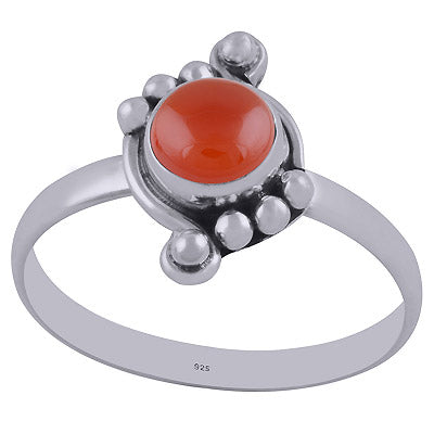 Unique Rawa Work Around Carnelian Round Shape 925 Sterling Solid Silver Ring - R3402105-57