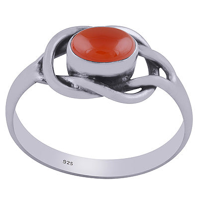 Beautiful Knot Work Around Carnelian Oval Shape 925 Sterling Solid Silver Rings - R3402120-44