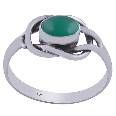 Beautiful Knot Work Around Green Onyx Oval Shape 925 Sterling Solid Silver Rings - R3402120-45
