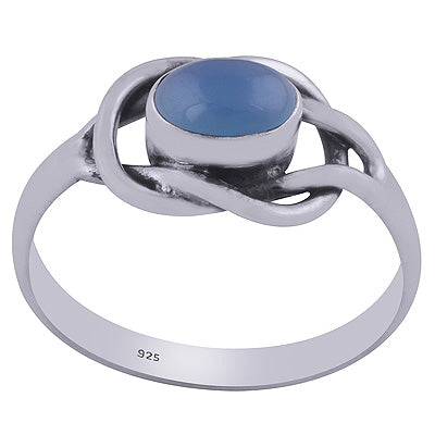 Beautiful Knot Work Around Blue Chalcedony Oval Shape 925 Sterling Solid Silver Rings - R3402120-46